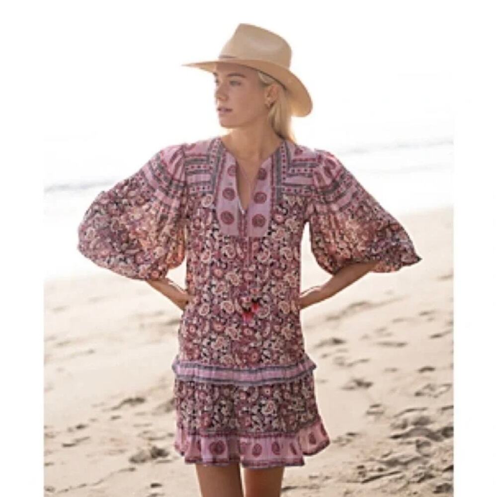 BELL Amelia Long Sleeve Mini Dress Pink Multi XS